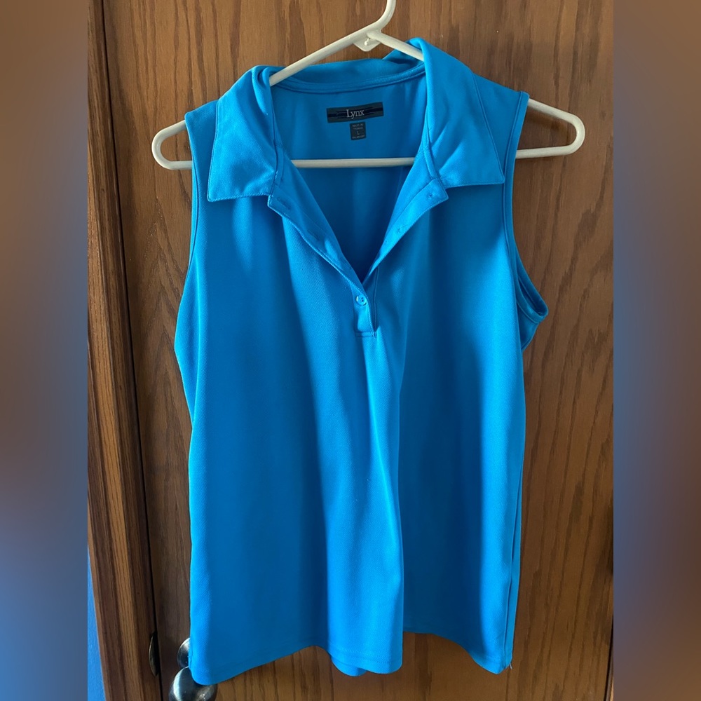 Light blue lynx golf sleeveless polo